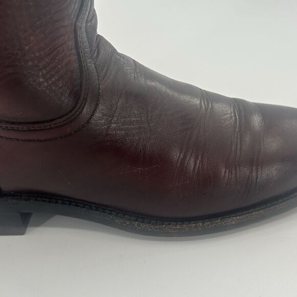 Lucchese Classic Handmade Black Cherry Leather Majestic Roper Boots Mens 7.5 B main image 9
